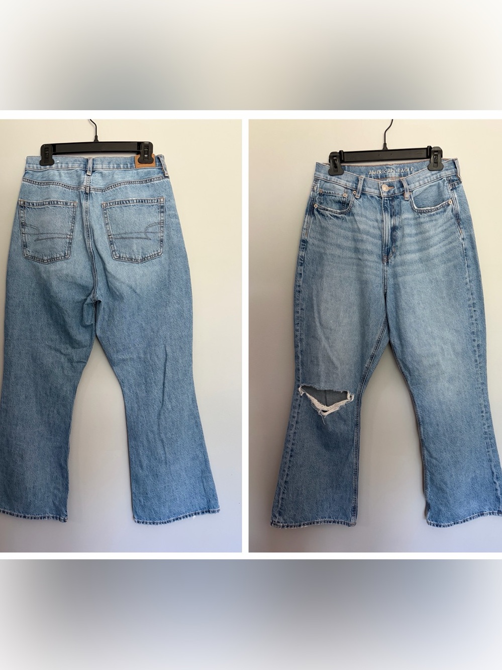 American Eagle Highest Rise 90s Flare Jeans Women's 10 Distressed Med Wash 29x27